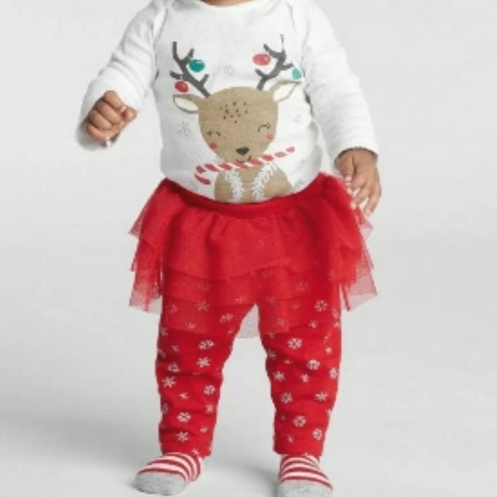 Reindeer onesie and tutu pants